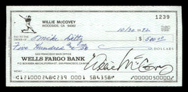 Willie McCovey Autographed 2.75x6 Check San Francisco Giants 1239 SKU #201477