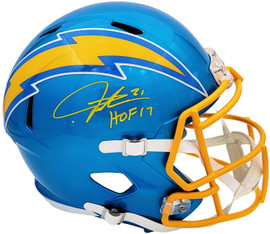 LaDainian Tomlinson Autographed San Diego Chargers Flash Blue Full Size Replica Speed Helmet "HOF 17" Beckett BAS QR Stock #201539
