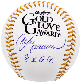 Andre Dawson Autographed Official MLB Gold Glove Logo Baseball Montreal Expos "8x GG" Beckett BAS QR Stock #202053