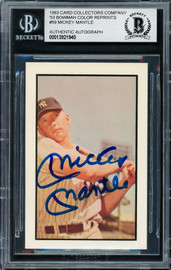 Mickey Mantle Autographed 1953 Bowman Reprint From 1983 Card #59 New York Yankees Beckett BAS #13921940