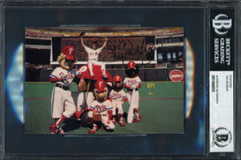 Tug McGraw Autographed 4x6 Postcard Philadelphia Phillies Signed Twice Beckett BAS #14066955