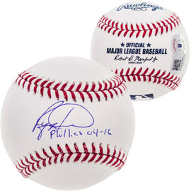 Ryan Howard Autographed Baseball Philadelphia Phillies "Phillies 04-16" Beckett BAS QR Stock #202599