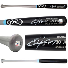 Bo Jackson Autographed Black Rawlings Game Model Bat Kansas City Royals Beckett BAS QR Stock #202662