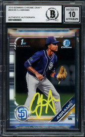 CJ Abrams Autographed 2019 Bowman Chrome Draft Rookie Card #BDC85 San Diego Padres Auto Grade Gem Mint 10 Beckett BAS Stock #202931