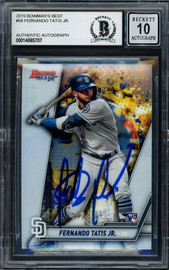 Fernando Tatis Jr. Autographed 2019 Bowman's Best Rookie Card #58 San Diego Padres Auto Grade Gem Mint 10 Beckett BAS Stock #202919