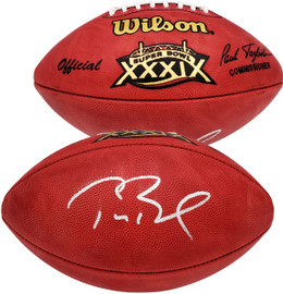 Tom Brady Autographed Official NFL Leather SB XXXIX Logo Football New England Patriots Fanatics Holo Stock #202895