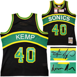 Seattle Supersonics Shawn Kemp Autographed Black Authentic Mitchell & Ness Hardwood Classics Swingman Jersey Size L "Reign Man" MCS Holo Stock #203430