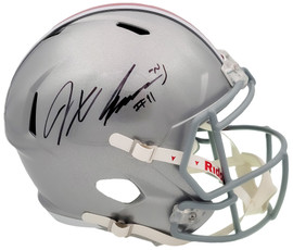 Jaxon Smith-Njigba Autographed Ohio State Buckeyes Silver Full Size Replica Speed Helmet Beckett BAS QR Stock #203465