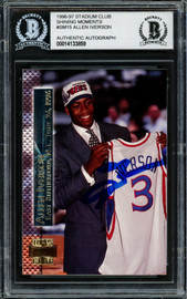 Allen Iverson Autographed 1996-97 Stadium Club Shining Moments Rookie Card #SM15 Philadelphia 76ers Beckett BAS #14133859