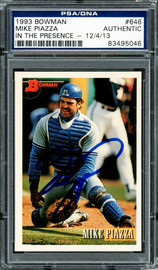 Mike Piazza Autographed 1993 Bowman Rookie Card #646 Los Angeles Dodgers PSA/DNA #83495046