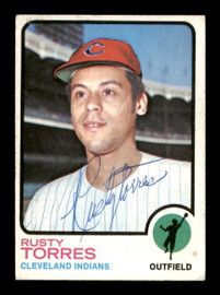 Rusty Torres Autographed 1973 Topps Card #571 Cleveland Indians SKU #204318