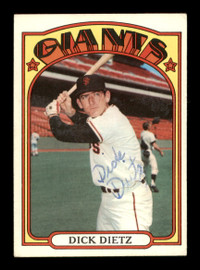 Dick Dietz Autographed 1972 Topps Card #295 San Francisco Giants SKU #204239