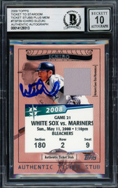 Ichiro Suzuki Autographed 2009 Topps Ticket To Stardom Card #TSP-39 Seattle Mariners Auto Grade Gem Mint 10 With Jersey Relic Beckett BAS #14129313