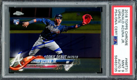 Ronald Acuna Jr. Autographed 2018 Topps Chrome Update Rookie Card #HMT31 Atlanta Braves PSA 9 Auto Grade Mint 9 PSA/DNA #56463135