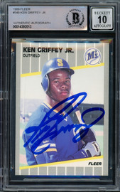 Ken Griffey Jr. & Sr. Autographed 1991 Score Card #841 Seattle Mariners  Auto Grade Gem Mint 10 Beckett BAS Stock #220718 - Mill Creek Sports