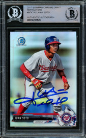 Juan Soto Autographed 2017 Bowman Chrome Draft Refractor Rookie Card #BDC162 New York Yankees Beckett BAS #14231526