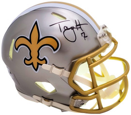 Taysom Hill Autographed New Orleans Saints Flash Gray Speed Mini Helmet Beckett BAS Stock #206507