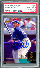 Ichiro Suzuki Autographed 2001 Upper Deck Rookie Card #271 Seattle Mariners PSA 8 Auto Grade Gem Mint 10 PSA/DNA Stock #207365