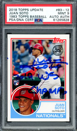 Juan Soto Autographed 2018 Topps Update 1983 Rookie Card #83-12 New York Yankees PSA 9 "2019 WS Champs" PSA/DNA #61265828