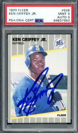 Ken Griffey Jr. Autographed 1989 Fleer Rookie Card #548 Seattle Mariners PSA 9 Auto Grade Mint 9 PSA/DNA #64837983