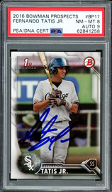 Fernando Tatis Jr. Autographed 2016 Bowman Prospects Rookie Card #BP17 San Diego Padres PSA 8 Auto Grade Mint 9 PSA/DNA #62841258