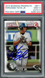 Fernando Tatis Jr. Autographed 2016 Bowman Prospects Rookie Card #BP17 San Diego Padres PSA 9 Auto Grade Mint 9 PSA/DNA Stock #208568