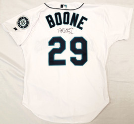 Seattle Mariners Bret Boone Autographed White Game Used 2003 Russell Jersey Size 46 Beckett BAS #BD47905