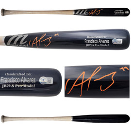 Francisco Alvarez Autographed Black Marucci Game Model Bat New York Mets Beckett BAS Witness Stock #208680