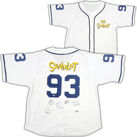 The Sandlot Cast Autographed White Jersey With 5 Signatures MCS Holo Stock #208794