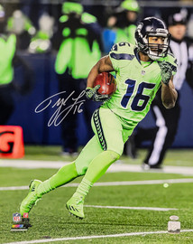 Tyler Lockett Autographed 16x20 Photo Seattle Seahawks Color Rush Green Jerseys MCS Holo Stock #209201