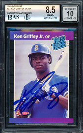 Ken Griffey Jr. Autographed 1989 Donruss Rated Rookie Card #33 Seattle Mariners BGS 8.5 Auto Grade Gem Mint 10 Beckett BAS #14727798