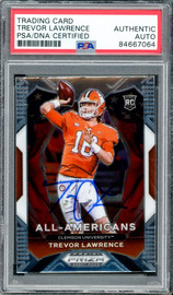 Trevor Lawrence Autographed 2021 Panini Prizm Draft Rookie Card #181 Clemson Tigers PSA/DNA #84667064