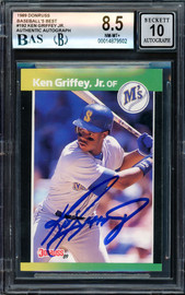 Ken Griffey Jr. Autographed 1989 Donruss Rookie Card #192 Seattle Mariners BGS 8.5 Auto Grade Gem Mint 10 Beckett BAS Stock #209268