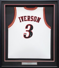 Philadelphia 76ers Allen Iverson Autographed Framed White Jersey JSA Stock #209463