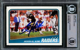 Bo Jackson Autographed 1988 Topps Rookie Card #325 Los Angeles Raiders Beckett BAS Stock #209775