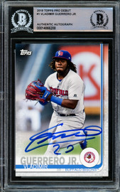 Vladimir Guerrero Jr. Autographed 2019 Topps Debut Rookie Card #1 Toronto Blue Jays Beckett BAS #14866208