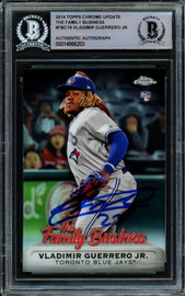 Vladimir Guerrero Jr. Autographed 2019 Topps Chrome Family Business Rookie Card #FBC-19 Toronto Blue Jays Beckett BAS #14866203