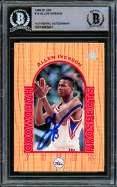 Allen Iverson Autographed 1996-97 UD3 Hardwood Prospects Rookie Card #14 Philadelphia 76ers Beckett BAS #14863451