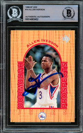 Allen Iverson Autographed 1996-97 UD3 Hardwood Prospects Rookie Card #14 Philadelphia 76ers Beckett BAS #14863452