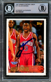 Allen Iverson Autographed 1996-97 Topps Starting Lineup Rookie Card #171 Philadelphia 76ers Beckett BAS #14863341