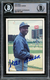 Hank Aaron Autographed 1975 SSPC Card #239 Milwaukee Brewers Beckett BAS #14612285