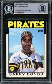 Barry Bonds Autographed 1986 Topps Traded Rookie Card #11T Pittsburgh Pirates Beckett BAS #14862653