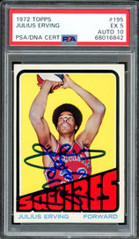 Julius Dr. J Erving Autographed 1972 Topps Rookie Card #195