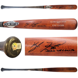 Kyle Tucker Autographed Brown Old Hickory Player Model Bat Houston Astros "2022 WS Champs" Beckett BAS Witness Stock #210077