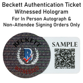 Beckett Authentication Ticket For Autograph Signings