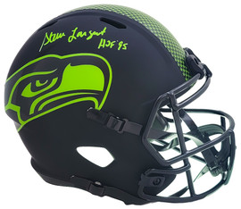 Steve Largent Autographed Seattle Seahawks Eclipse Black Full Size Replica Speed Helmet "HOF 95" MCS Holo Stock #210456