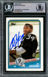 Bo Jackson Autographed 1988 Topps Rookie Card #327 Los Angeles Raiders Beckett BAS #15091478