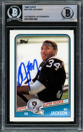 Bo Jackson Autographed 1988 Topps Rookie Card #327 Los Angeles Raiders Beckett BAS #15091480