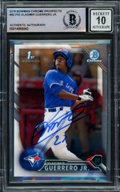 Vladimir Guerrero Jr. Autographed 2016 Bowman Chrome Prospects Rookie Card #BCP55 Toronto Blue Jays Auto Grade Gem Mint 10 Beckett BAS #14866843