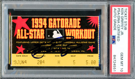 Ken Griffey Jr. Autographed 1994 All Star Home Run Derby Ticket Stub Seattle Mariners Auto Grade Gem Mint 10 Won HR Derby PSA/DNA #84724551